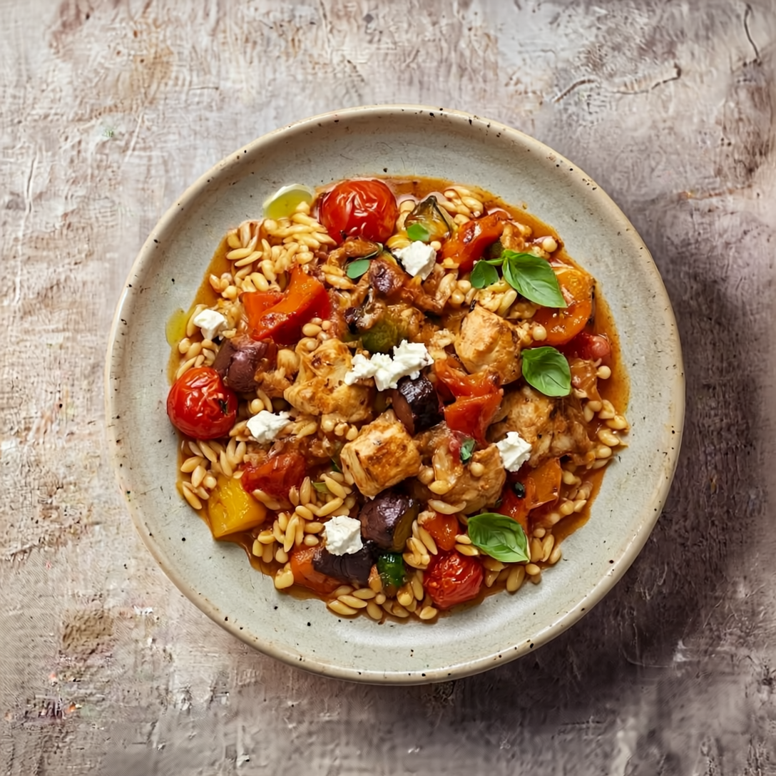 Orzo met kip in provence saus