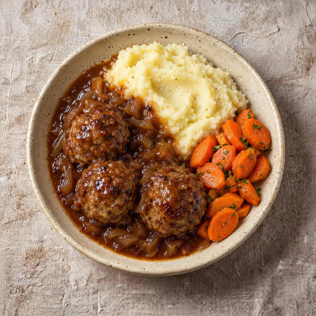 Boulets à la liégeoise purée et carottes